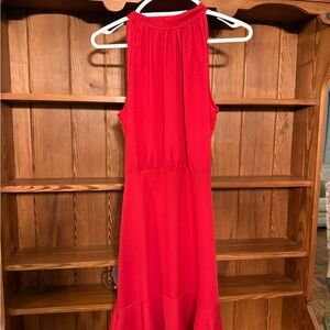 Red Sleeveless Halter Dress